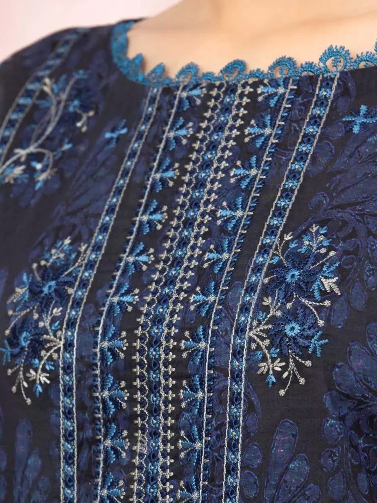 edenrobe Premium Festive Unstitched Lawn 3Pc Suit EWU22V1-26545