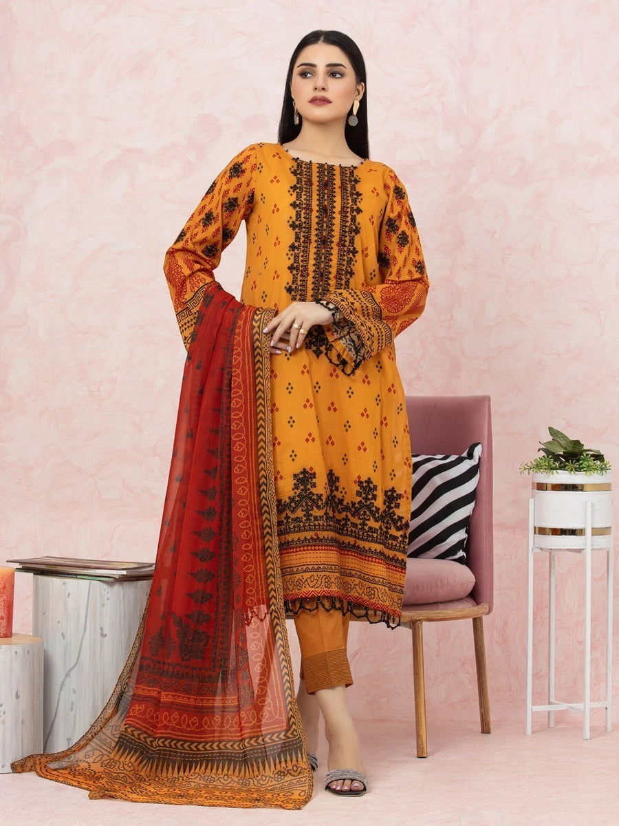 edenrobe Premium Festive Unstitched Lawn 3Pc Suit EWU22V1-26574