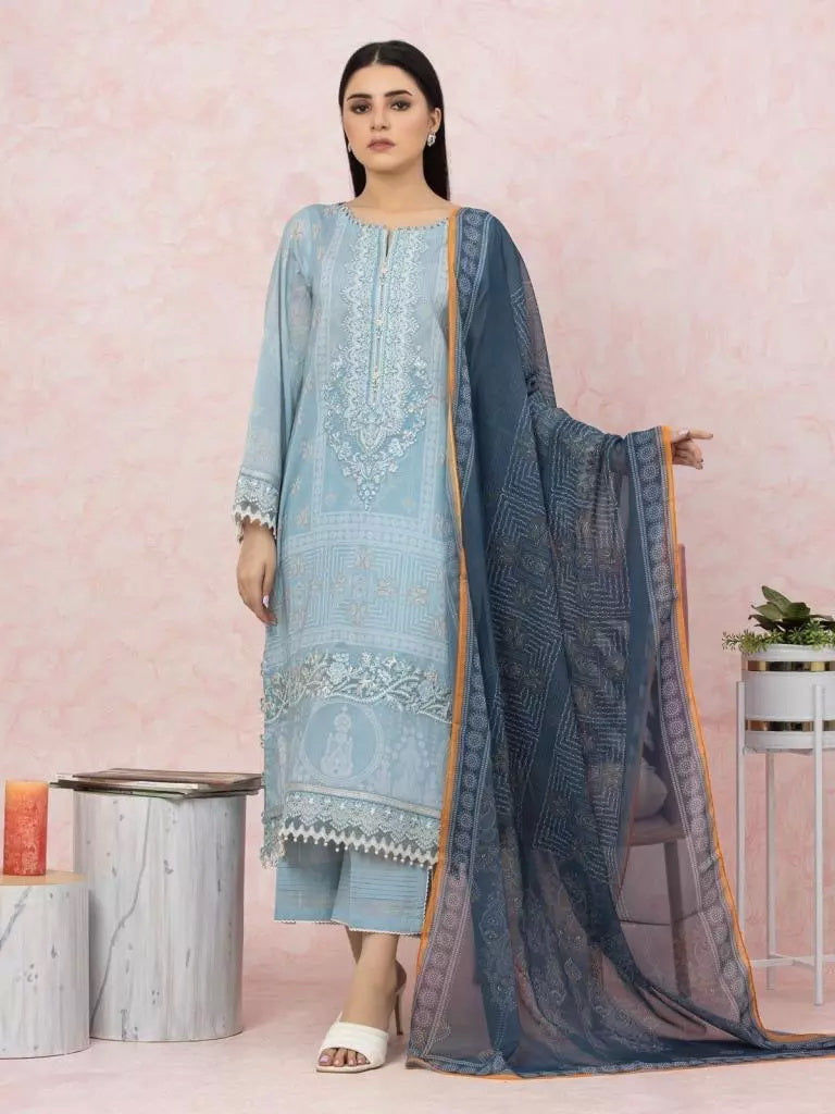 edenrobe Premium Festive Unstitched Lawn 3Pc Suit EWU22V1-26578