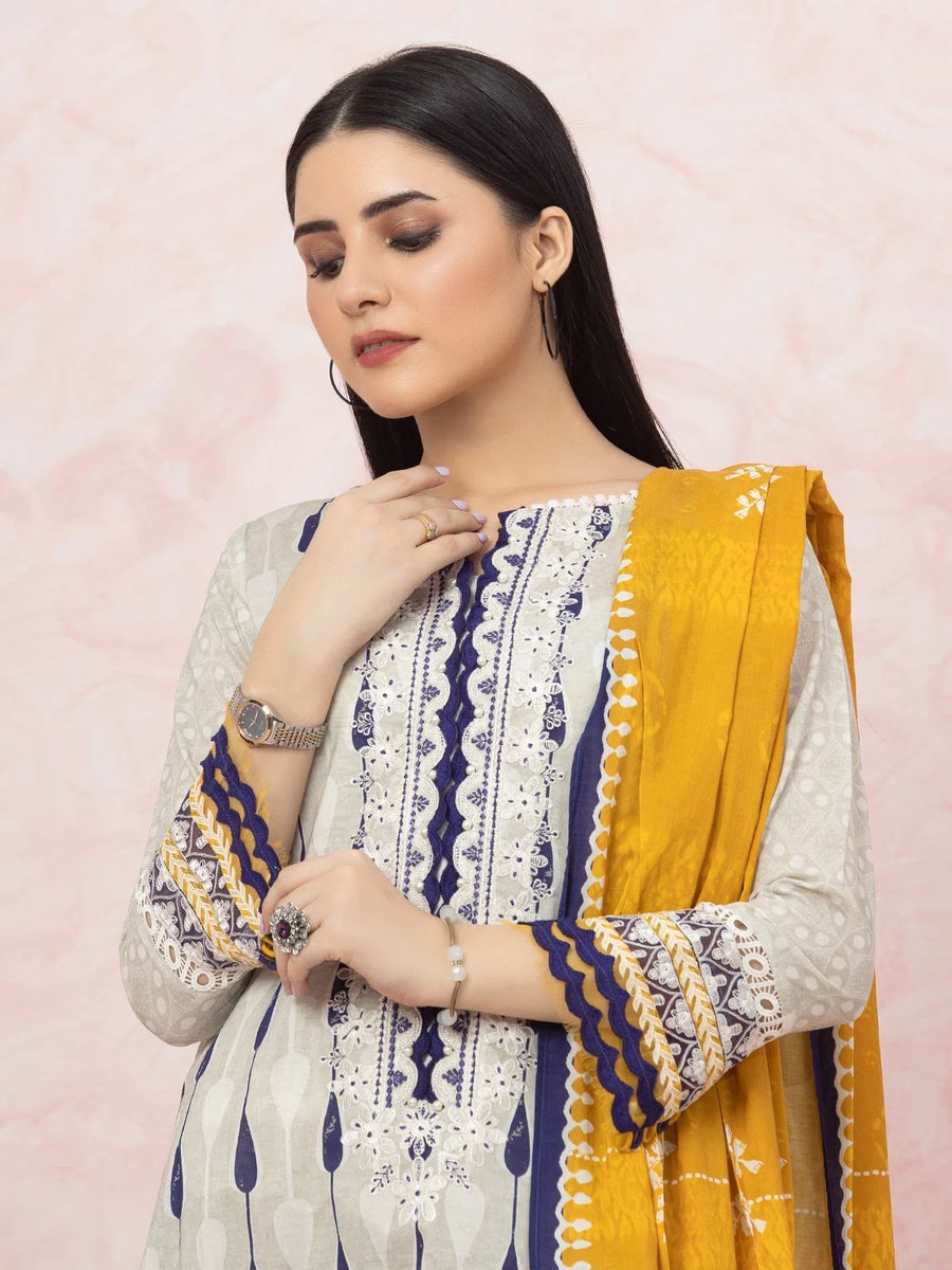 edenrobe Premium Festive Unstitched Lawn 3Pc Suit EWU22V1-26603