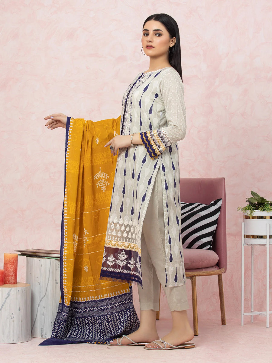 edenrobe Premium Festive Unstitched Lawn 3Pc Suit EWU22V1-26603