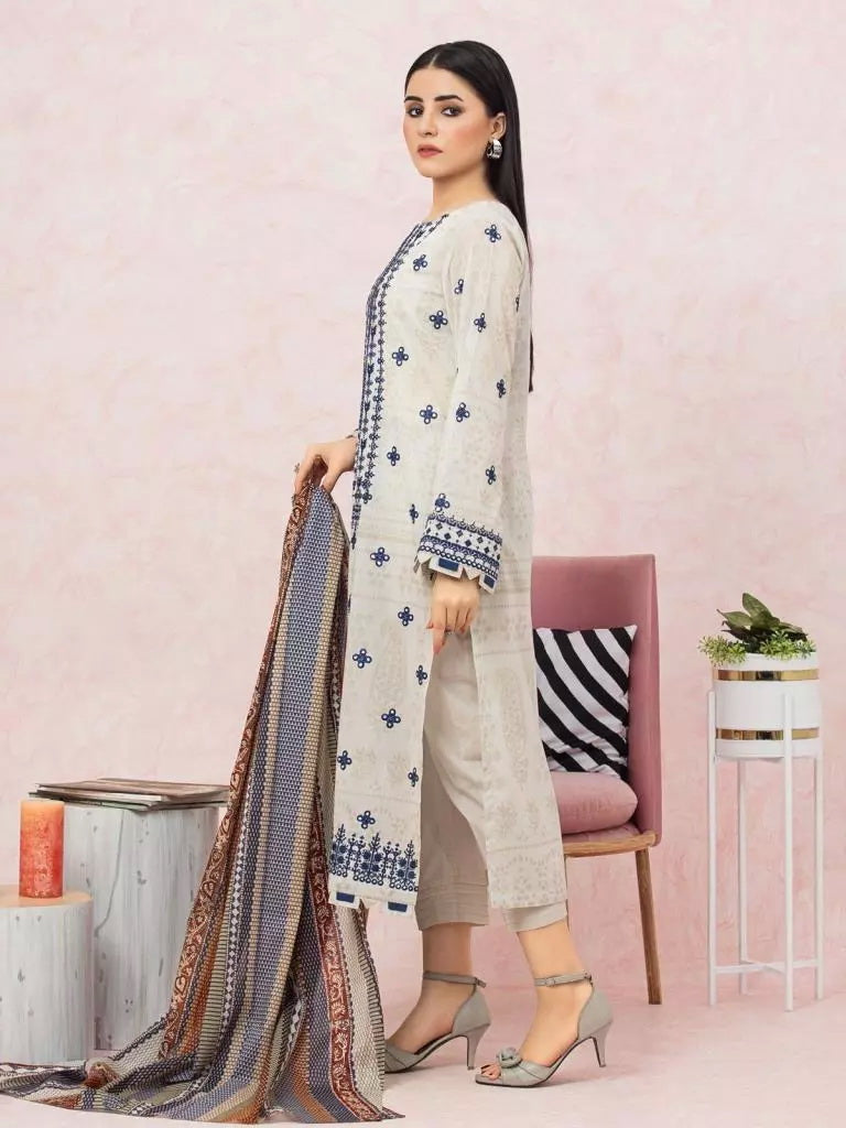 edenrobe Premium Festive Unstitched Lawn 3Pc Suit EWU22V1-26608