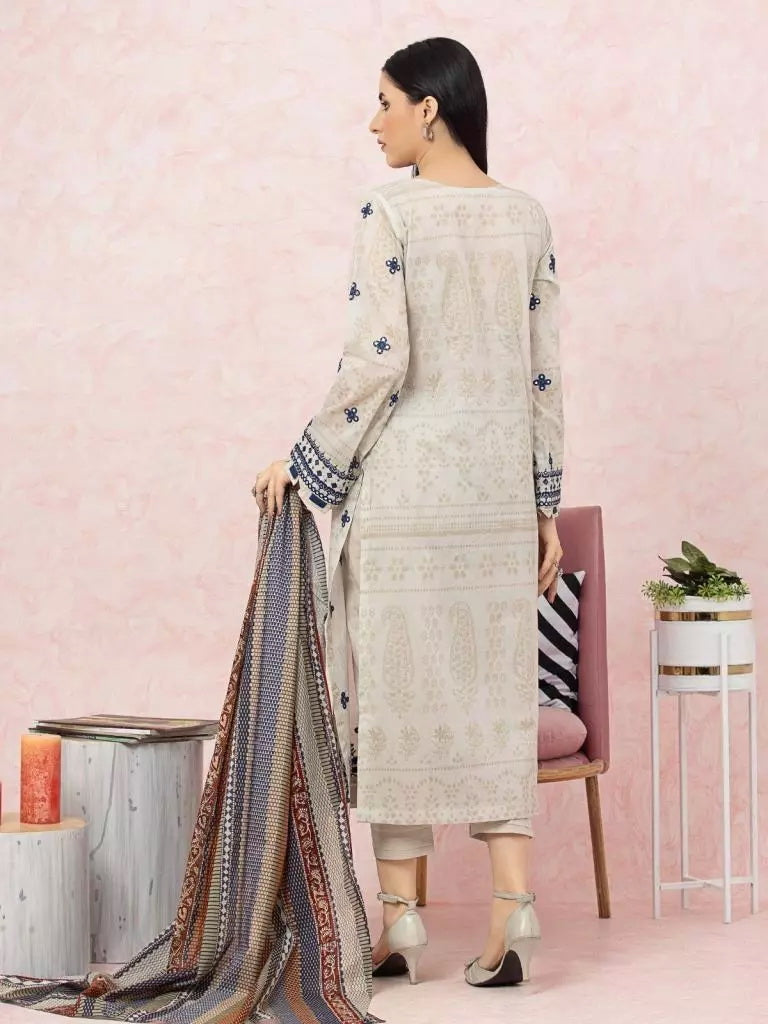 edenrobe Premium Festive Unstitched Lawn 3Pc Suit EWU22V1-26608