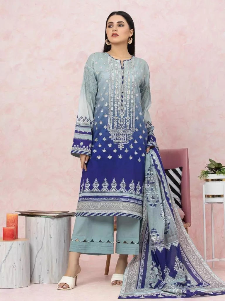 edenrobe Premium Festive Unstitched Lawn 3Pc Suit EWU22V1-26611