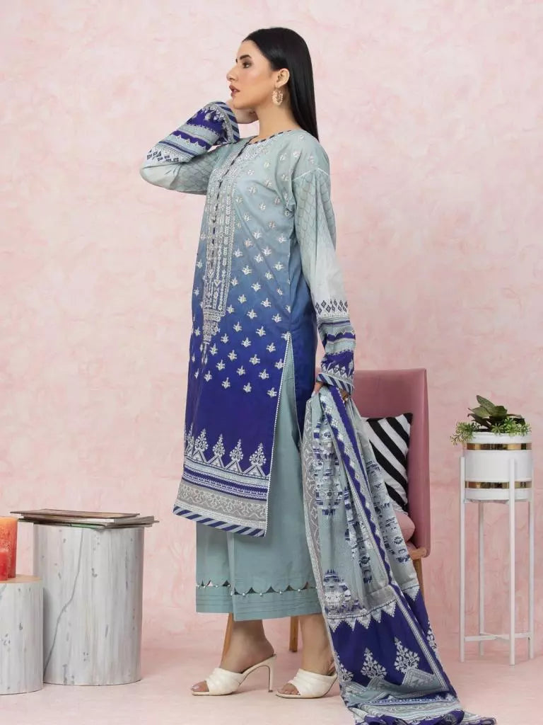 edenrobe Premium Festive Unstitched Lawn 3Pc Suit EWU22V1-26611