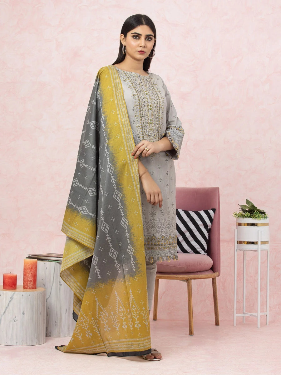edenrobe Premium Festive Unstitched Lawn 3Pc Suit EWU22V1-26615