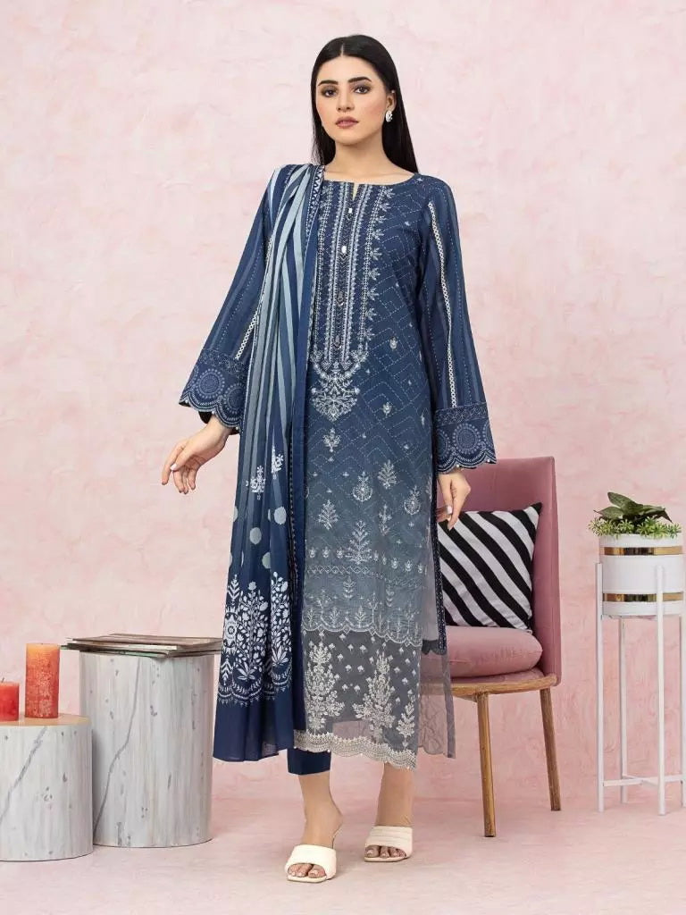 edenrobe Premium Festive Unstitched Lawn 3Pc Suit EWU22V1-26619
