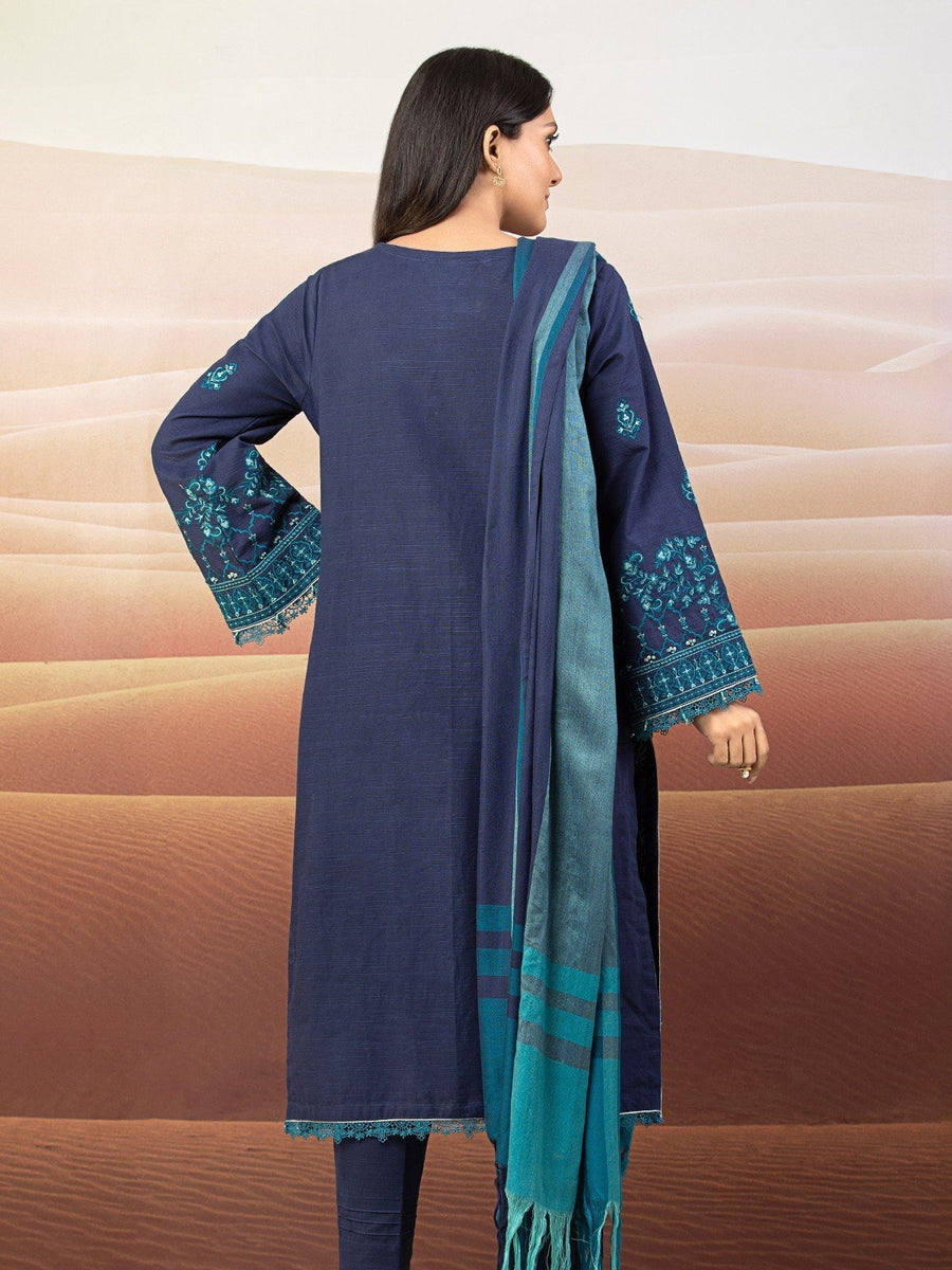 edenrobe Premium Embroidered Crepe Unstitched 3Pc Suit EWU22V10-25074