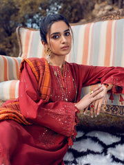 edenrobe Premium Embroidered Crepe Unstitched 3Pc Suit EWU22V10-25078
