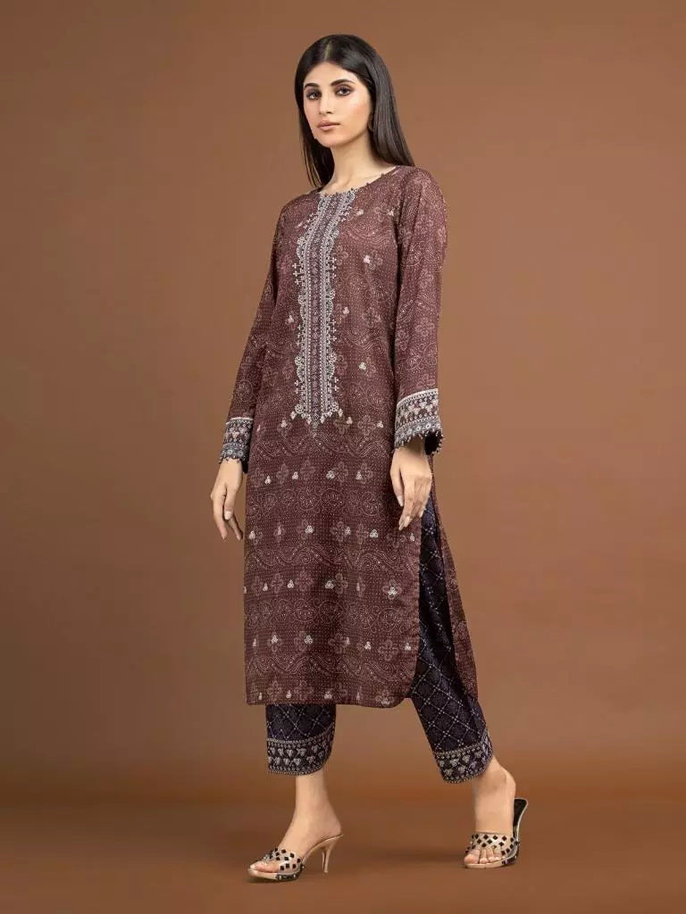 edenrobe Premium Embroidered Unstitched Khaddar 2Pc EWU22V11-25038