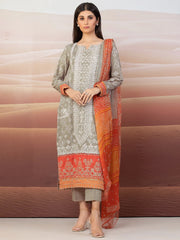 edenrobe Premium Embroidered Khaddar Unstitched 3Pc Suit EWU22V12-25006