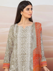 edenrobe Premium Embroidered Khaddar Unstitched 3Pc Suit EWU22V12-25006
