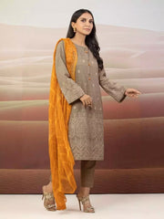 edenrobe Premium Embroidered Khaddar Unstitched 3Pc Suit EWU22V12-25008
