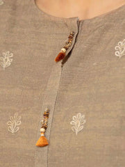 edenrobe Premium Embroidered Khaddar Unstitched 3Pc Suit EWU22V12-25008