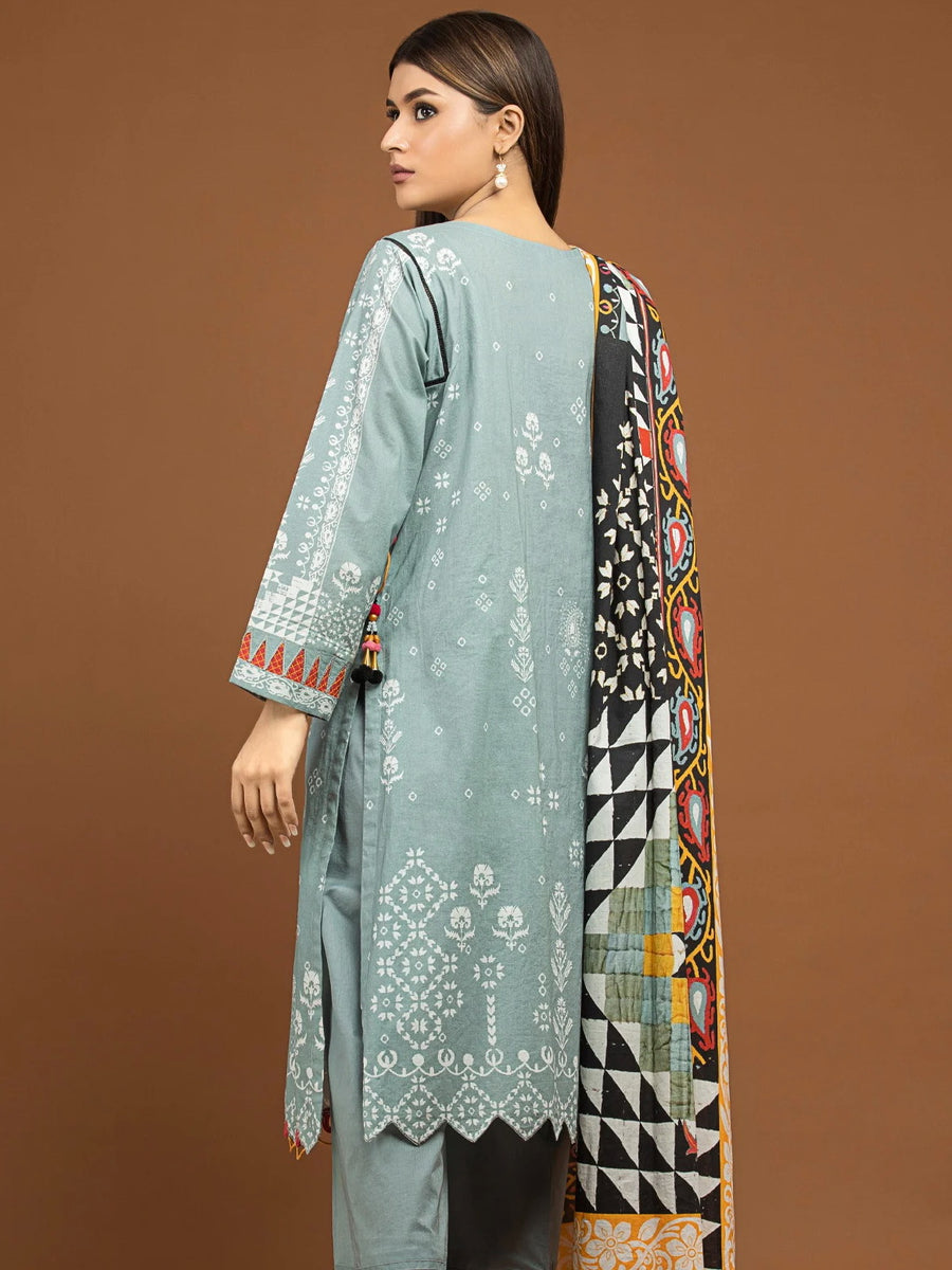 edenrobe Premium Embroidered Viscose Unstitched 3Pc Suit EWU22V13-24031