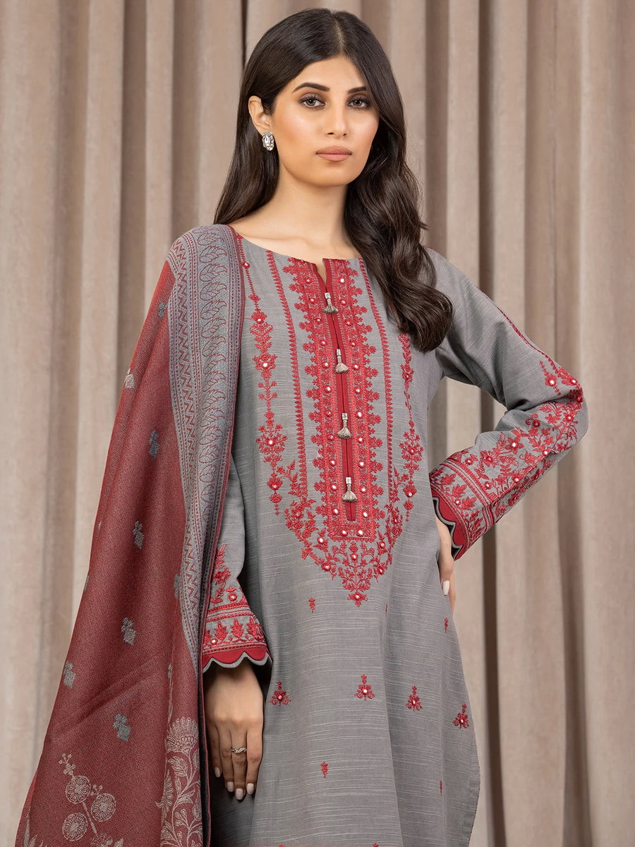 edenrobe Premium Embroidered Marina Unstitched 3Pc Suit EWU22V14-25056