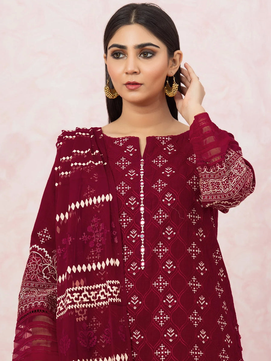 edenrobe Premium Festive Unstitched Crosshatch 3Pc Suit EWU22V17-26490
