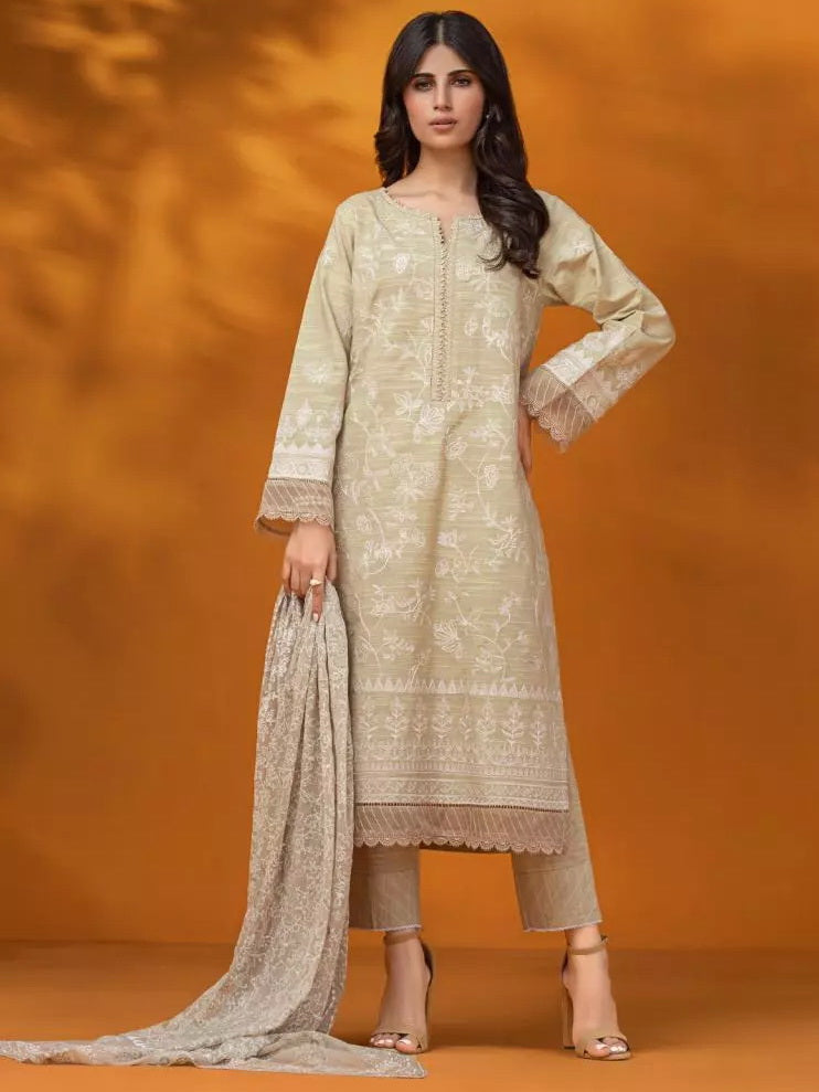 edenrobe Premium Festive Unstitched Crosshatch 3Pc Suit EWU22V17-26494