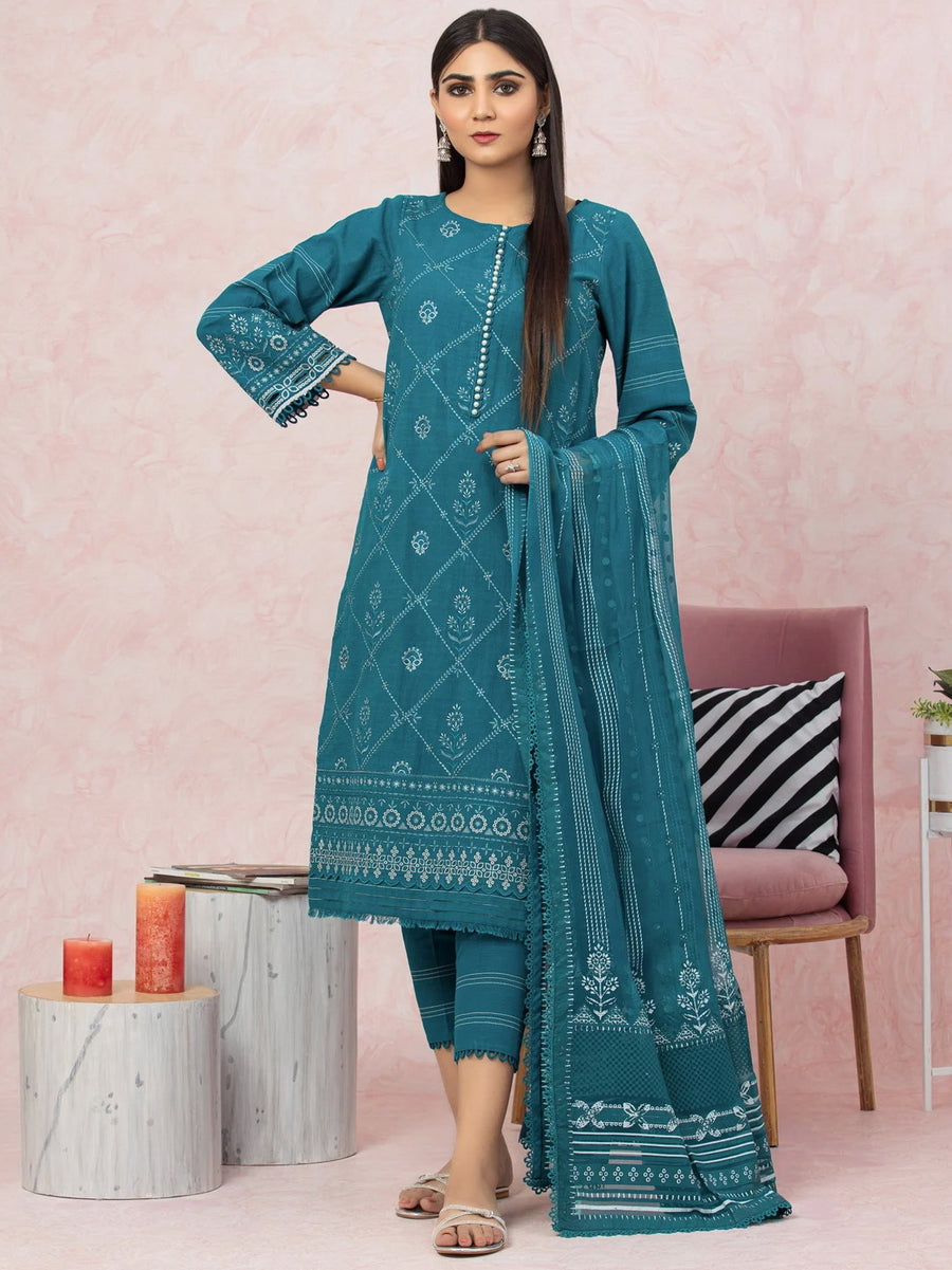 edenrobe Premium Festive Unstitched Crosshatch 3Pc Suit EWU22V17-26495