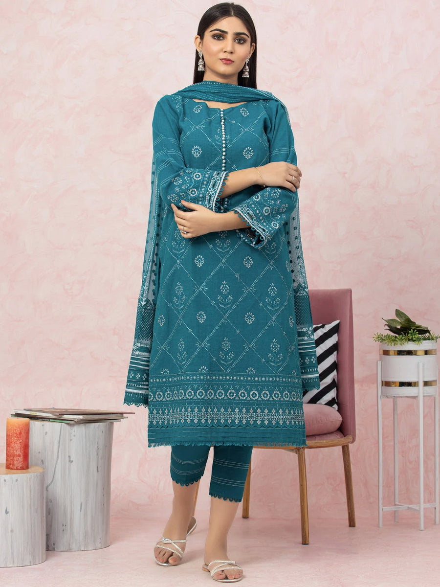 edenrobe Premium Festive Unstitched Crosshatch 3Pc Suit EWU22V17-26495