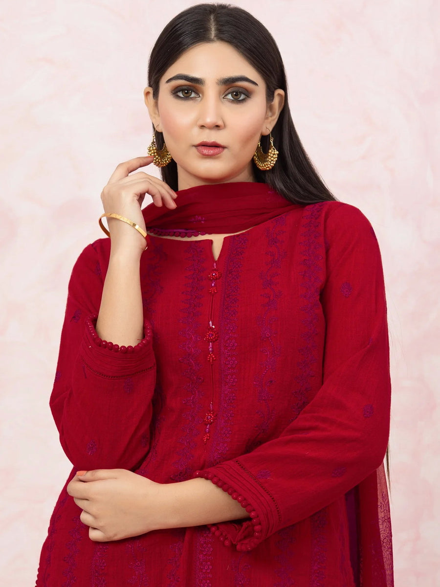 edenrobe Premium Festive Unstitched Crosshatch 3Pc Suit EWU22V17-26496