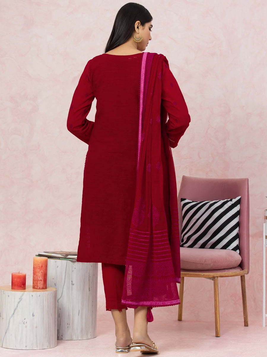 edenrobe Premium Festive Unstitched Crosshatch 3Pc Suit EWU22V17-26496
