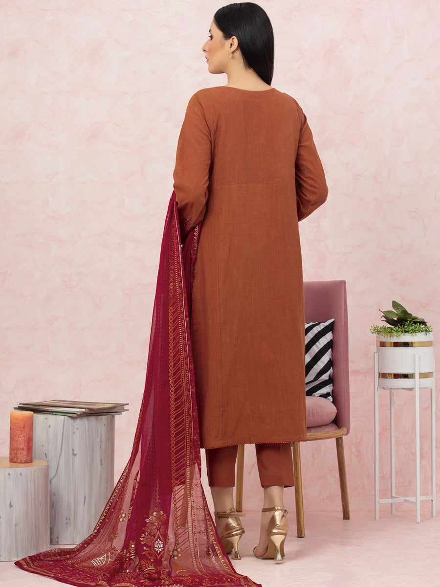 edenrobe Premium Festive Unstitched Crosshatch 3Pc Suit EWU22V17-26499