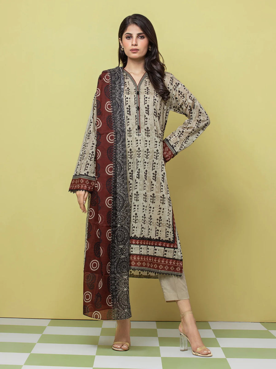 edenrobe Allure Lawn Unstitched Printed 3 Piece Suit EWU23A1-26056