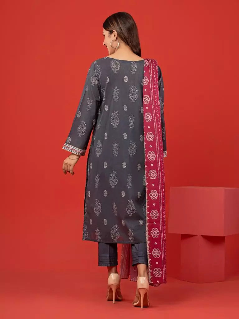 edenrobe Allure Lawn Unstitched Printed 3Pc Suit EWU23A1-26061