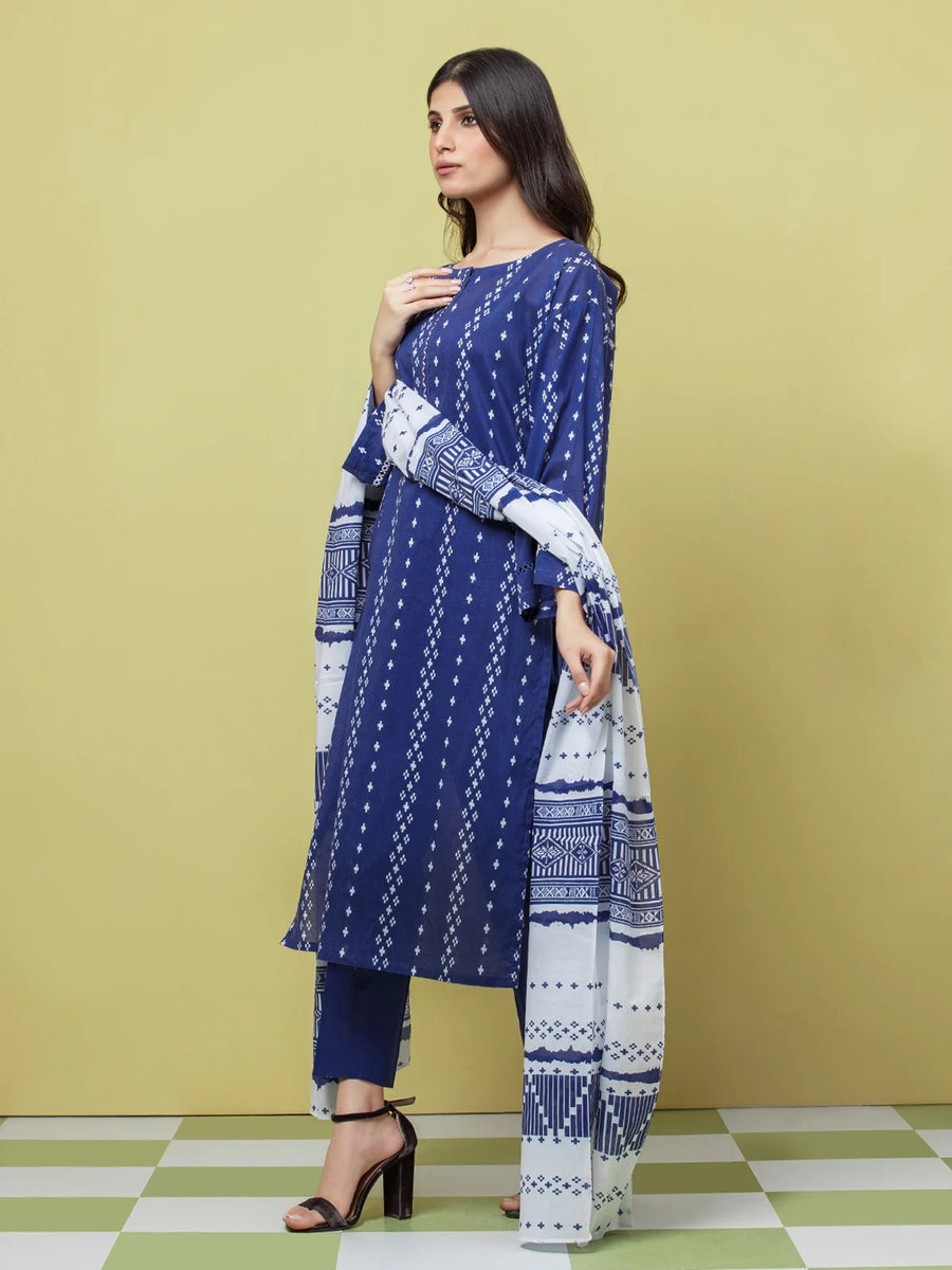 edenrobe Allure Lawn Unstitched Printed 3Pc Suit EWU23A1-26063