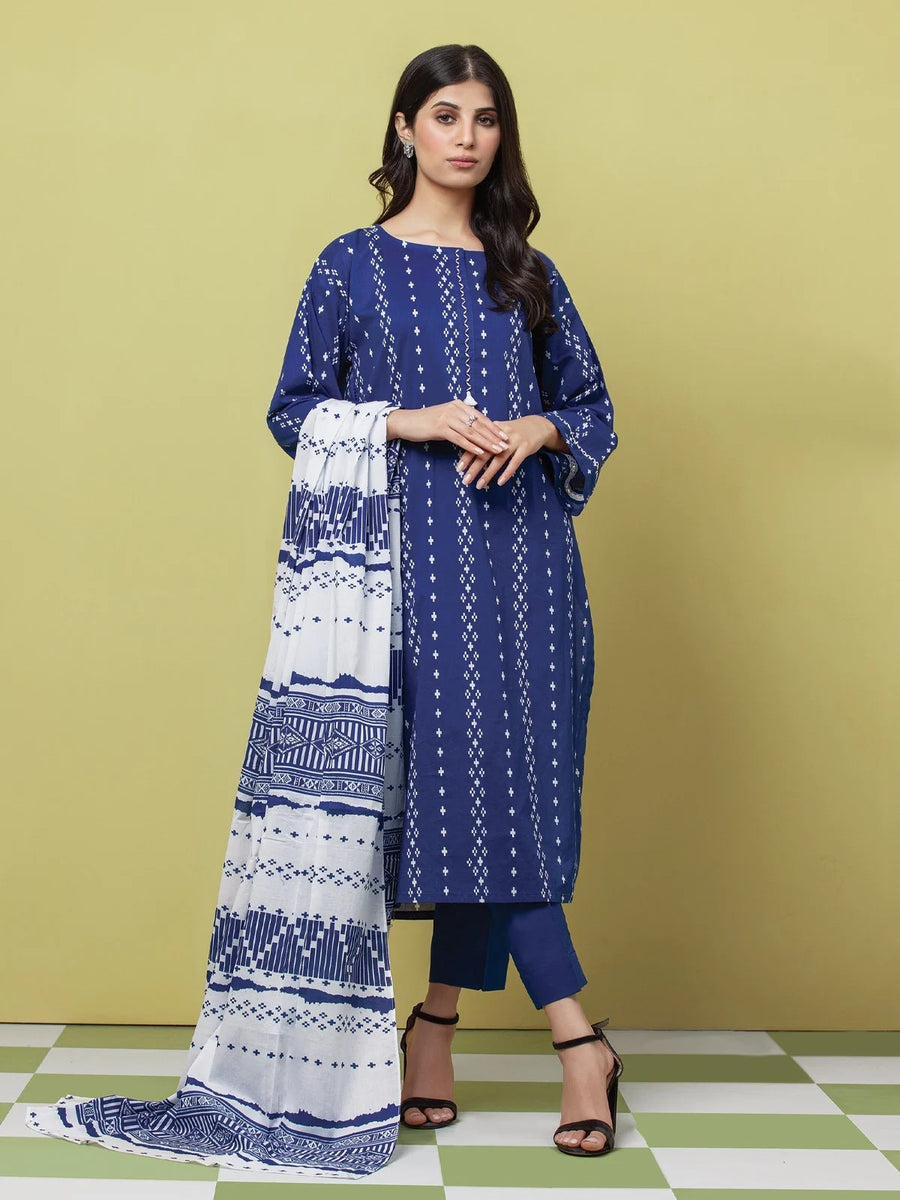 edenrobe Allure Lawn Unstitched Printed 3Pc Suit EWU23A1-26063