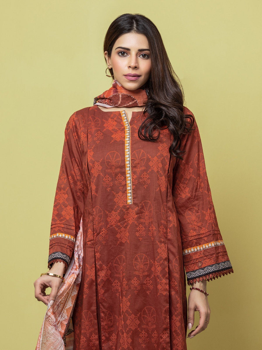 edenrobe Allure Lawn Unstitched Printed 3Pc Suit EWU23A1-26070