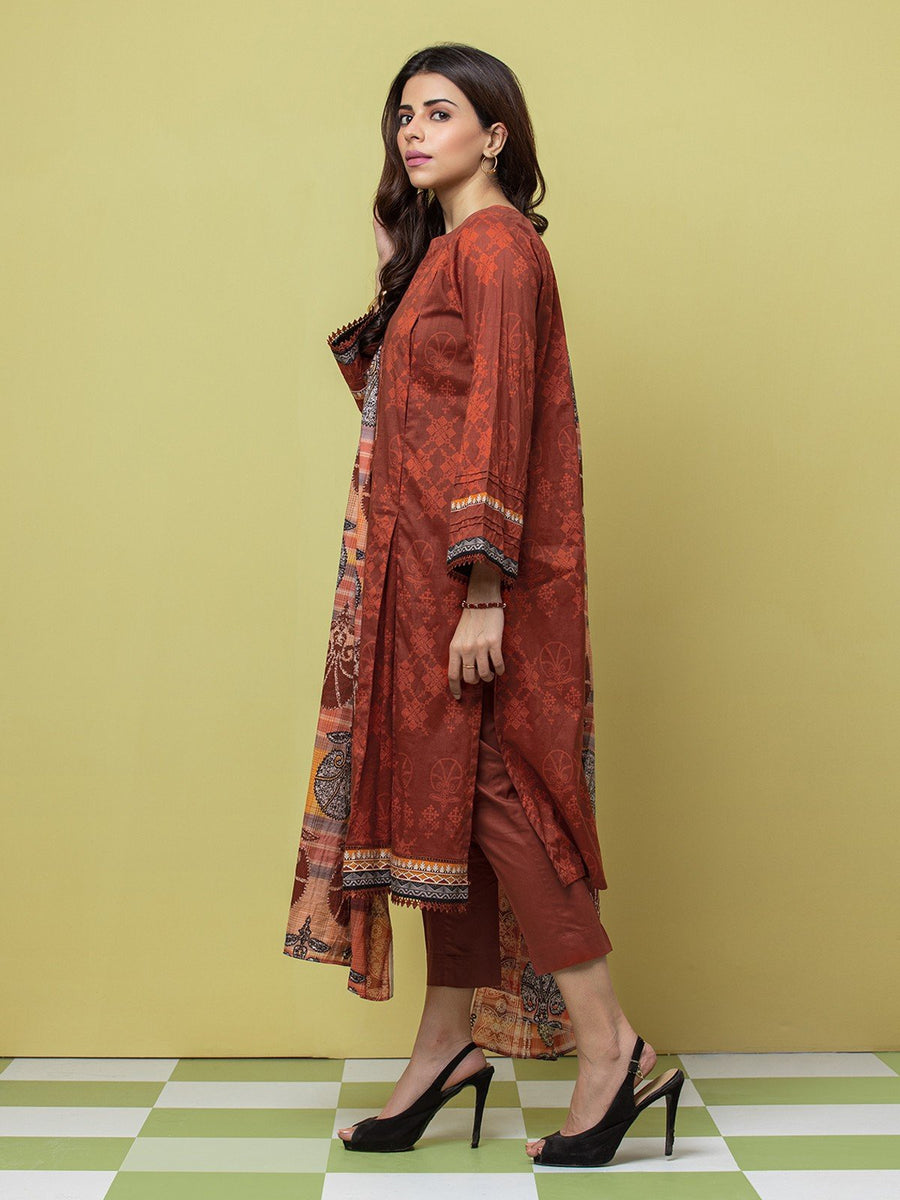 edenrobe Allure Lawn Unstitched Printed 3Pc Suit EWU23A1-26070