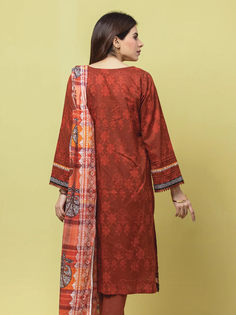 edenrobe Allure Lawn Unstitched Printed 3Pc Suit EWU23A1-26070