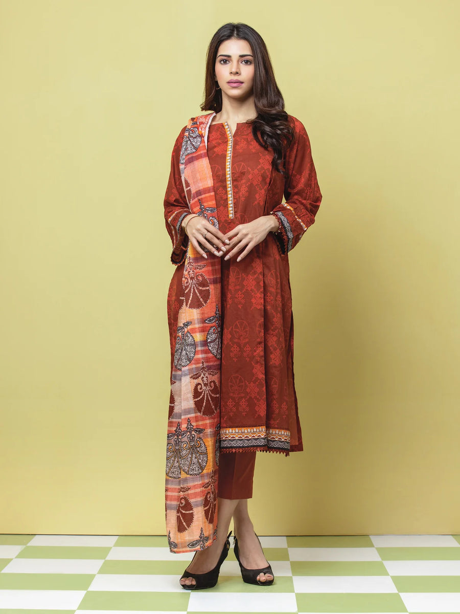 edenrobe Allure Lawn Unstitched Printed 3Pc Suit EWU23A1-26070