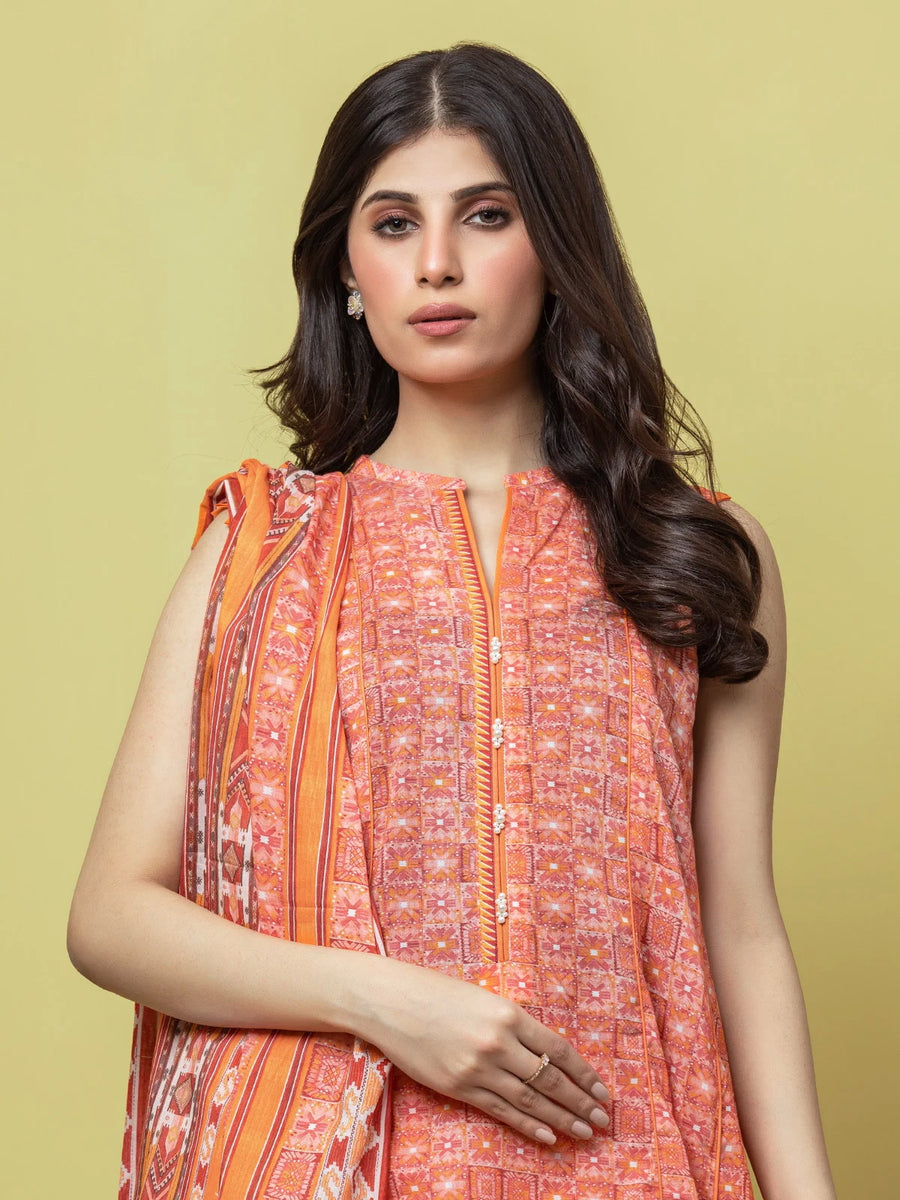 edenrobe Allure Lawn Unstitched Printed 3 Piece Suit EWU23A1-26073