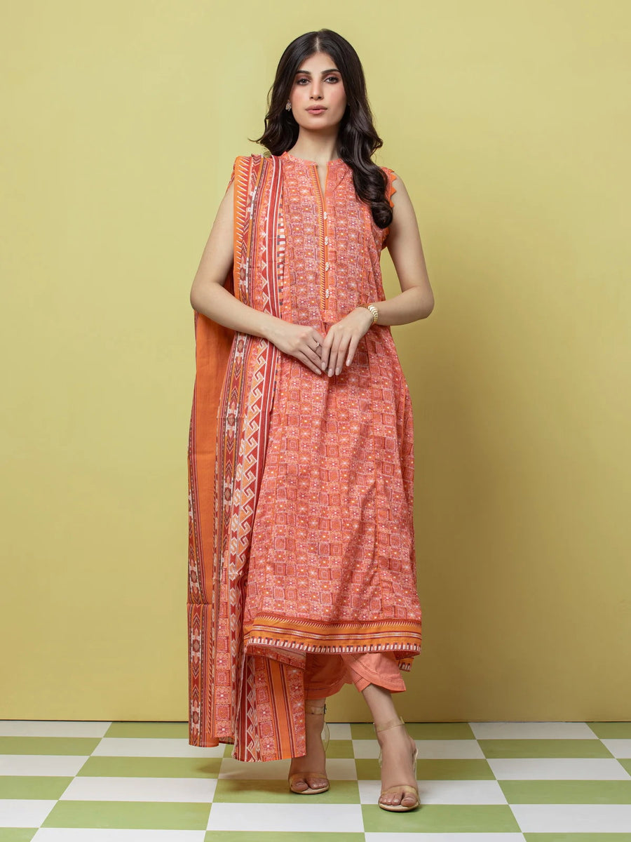 edenrobe Allure Lawn Unstitched Printed 3 Piece Suit EWU23A1-26073