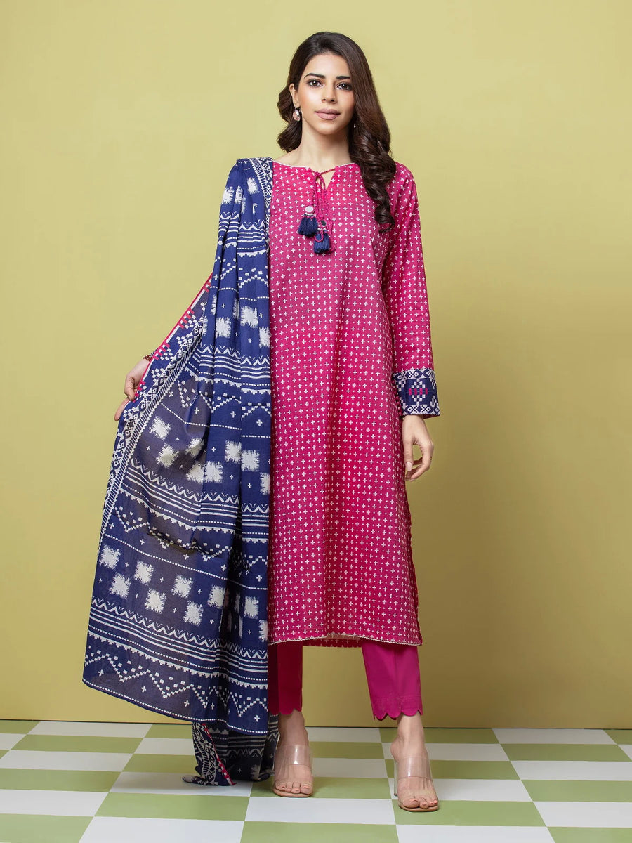 edenrobe Allure Lawn Unstitched Printed 3 Piece Suit EWU23A1-26074