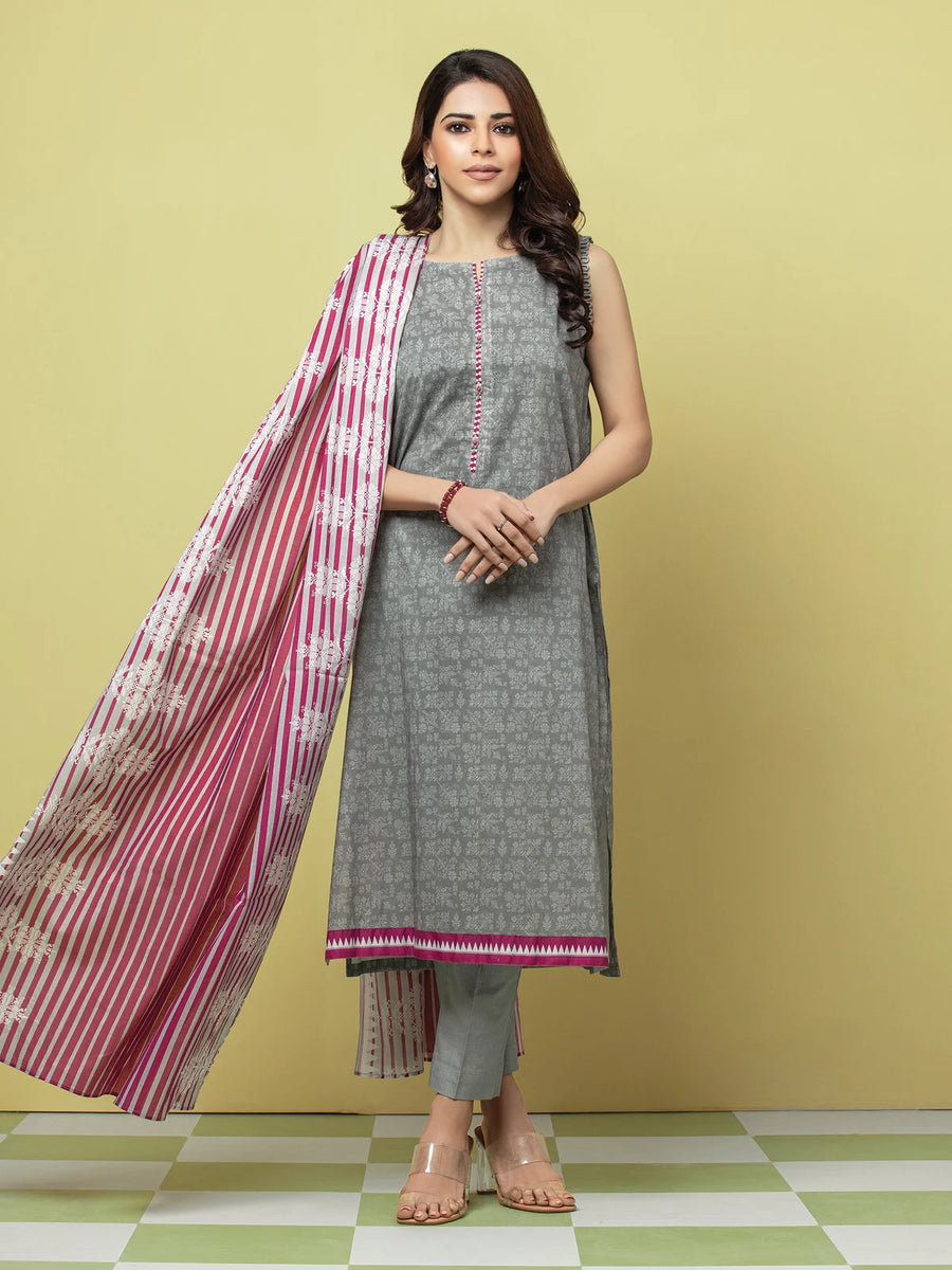 edenrobe Allure Lawn Unstitched Printed 3Pc Suit EWU23A1-26075