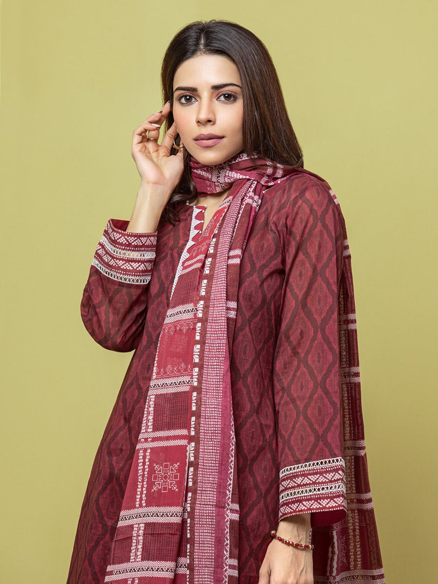 edenrobe Allure Lawn Unstitched Printed 3Pc Suit EWU23A1-26088