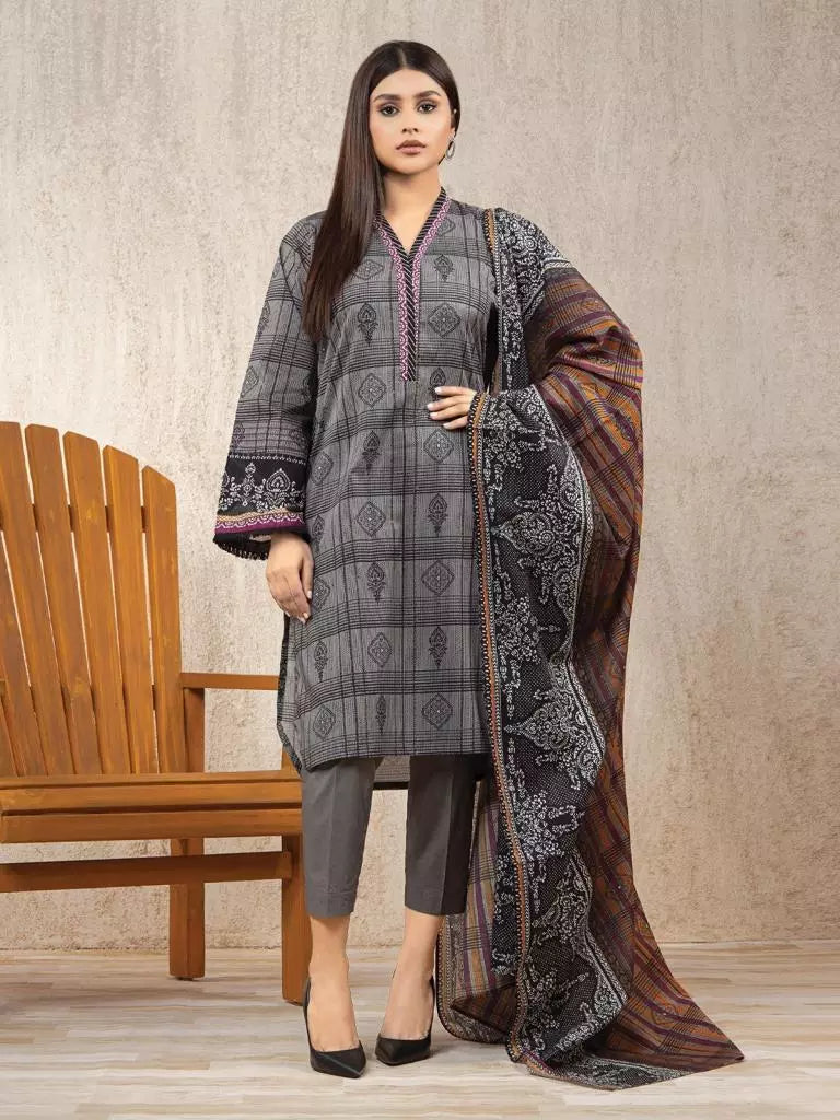 edenrobe Allure Lawn Unstitched Printed 3Pc Suit EWU23A1-26157