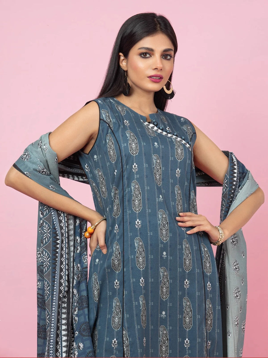 edenrobe Allure Lawn Unstitched Printed 3Pc Suit EWU23A1-26160