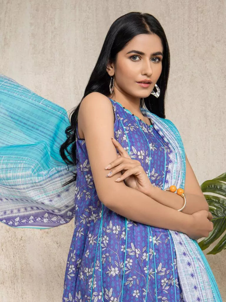 edenrobe Allure Lawn Unstitched Printed 3Pc Suit EWU23A1-26163