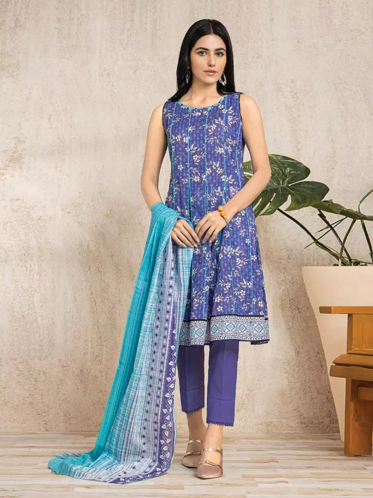 edenrobe Allure Lawn Unstitched Printed 3Pc Suit EWU23A1-26163