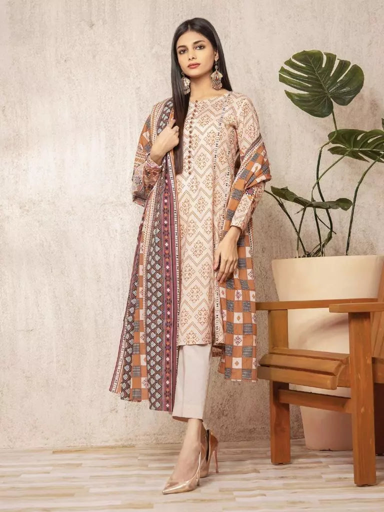 edenrobe Allure Lawn Unstitched Printed 3Pc Suit EWU23A1-26166