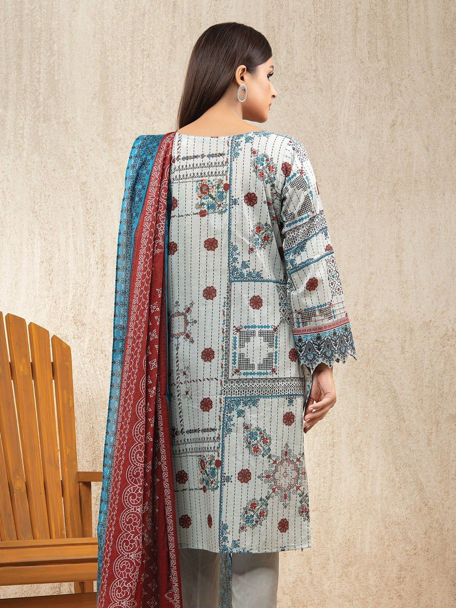 edenrobe Allure Lawn Unstitched Printed 3Pc Suit EWU23A1-26169