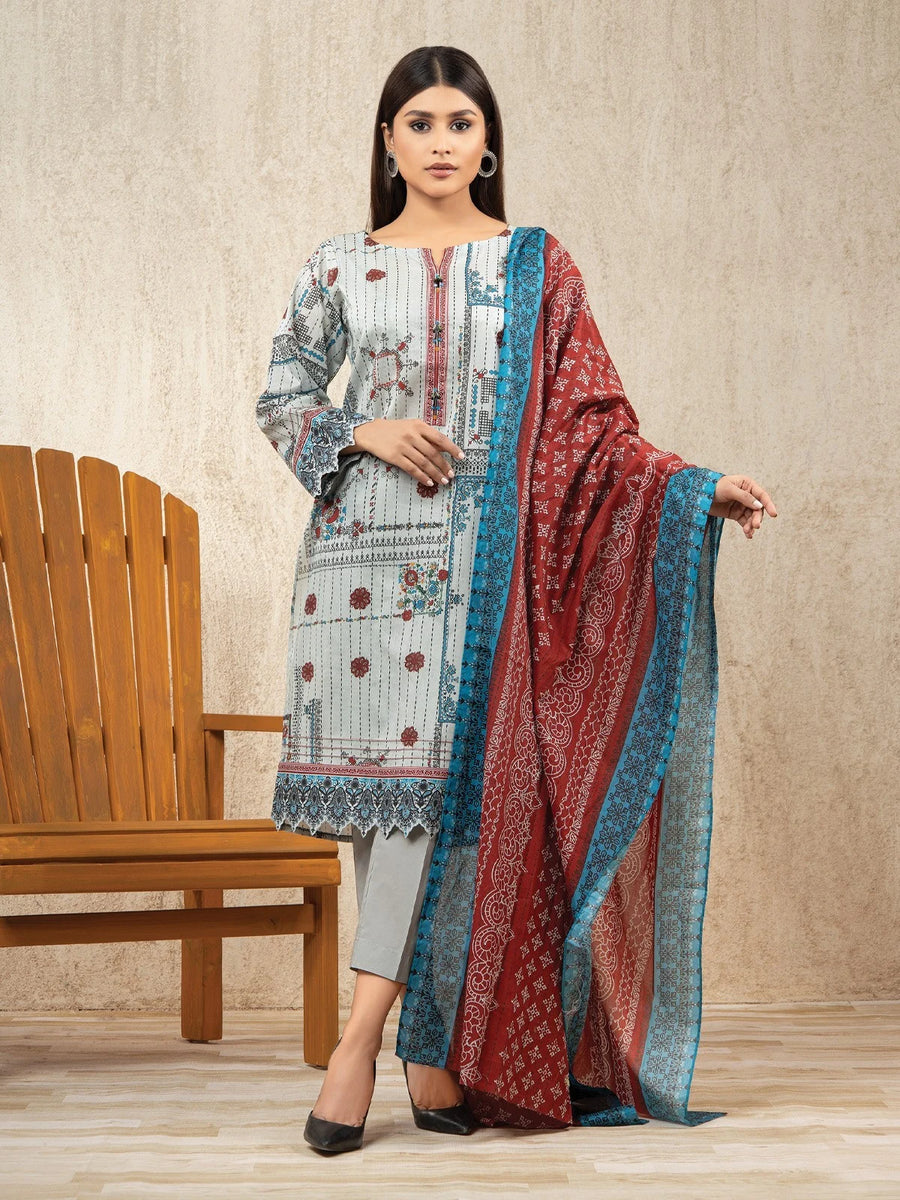 edenrobe Allure Lawn Unstitched Printed 3Pc Suit EWU23A1-26169