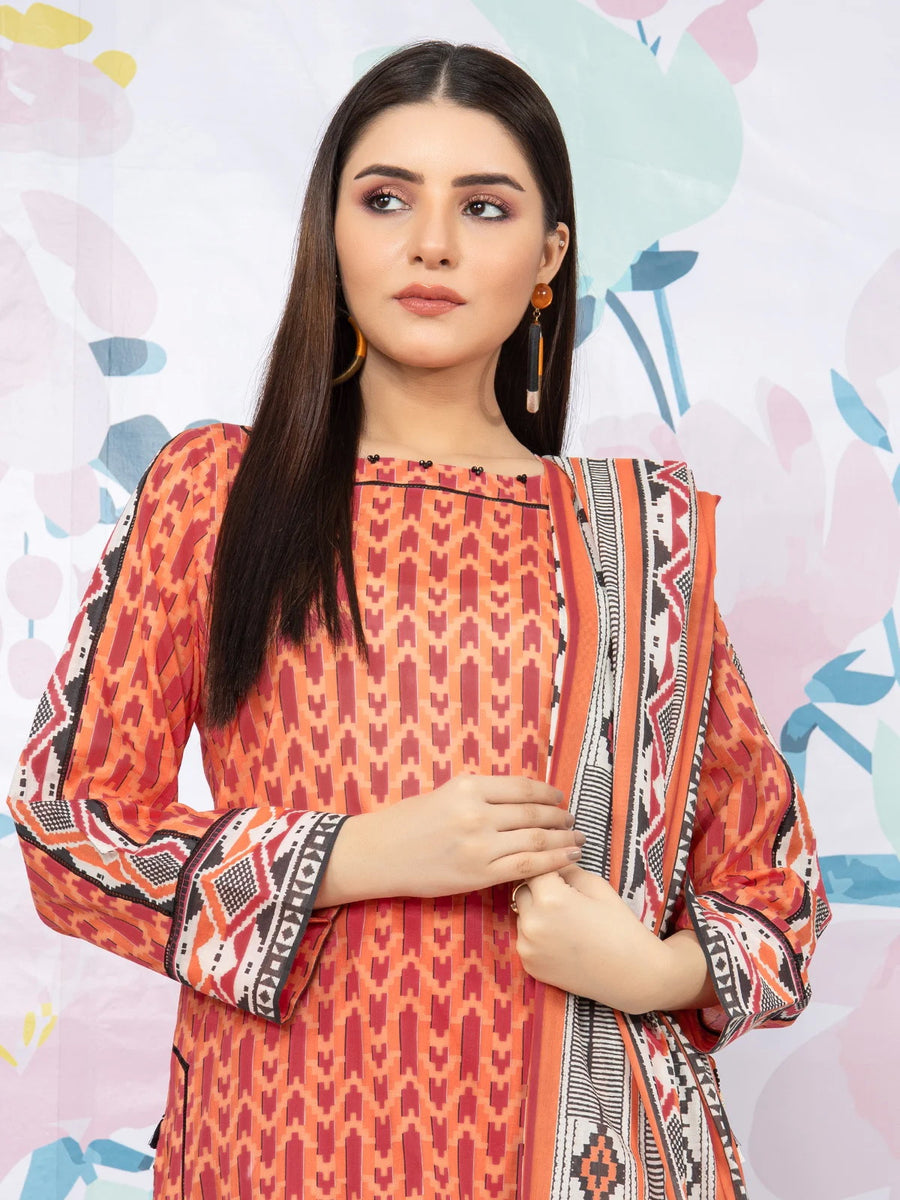 edenrobe Allure Lawn Unstitched Printed 3 Piece Suit EWU23A1-26173