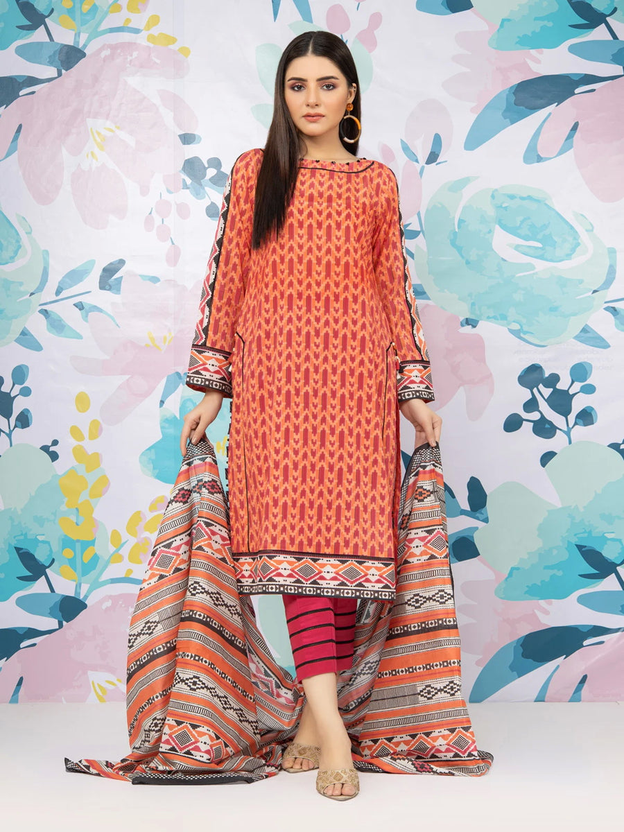 edenrobe Allure Lawn Unstitched Printed 3 Piece Suit EWU23A1-26173