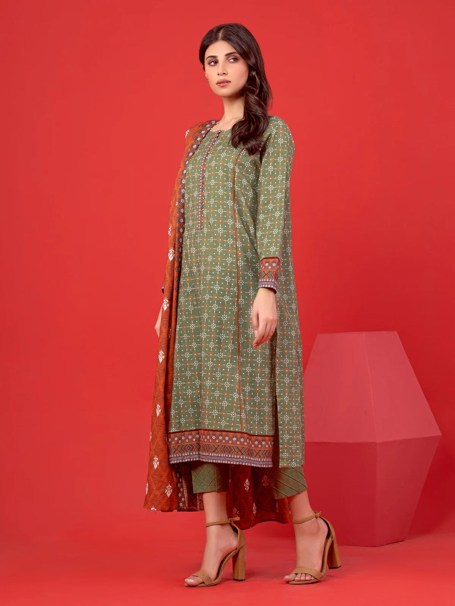 edenrobe Allure Lawn Unstitched Printed 3Pc Suit EWU23A1-26174